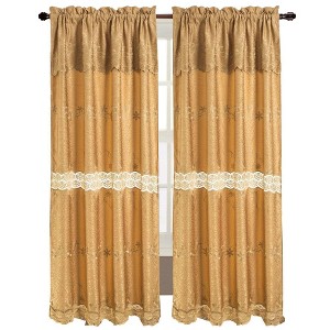 RT Designers Collection Alisa Macrame Rod Pocket Window Room Darkening Panel 54" x 84" Gold - 1 of 4