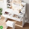 Makeup Vanity Desk with Lighted Mirror& Stool Vanity Table & Chair Set with 2 Storage Drawer 4 Shelves - 4 of 4