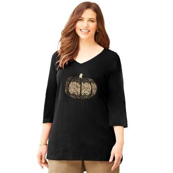 Catherines Women's Plus Size V-Neck High-Low Top