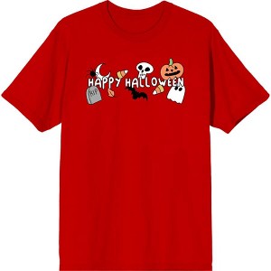 Kids Halloween Cartoon Icons Adult Crew Neck Short Sleee Tee - 1 of 2