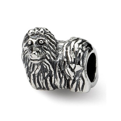 Black Bow Jewelry Sterling Silver Yorkshire Terrier, Dog Bead Charm