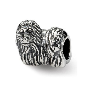 Black Bow Jewelry Sterling Silver Yorkshire Terrier, Dog Bead Charm - 1 of 4