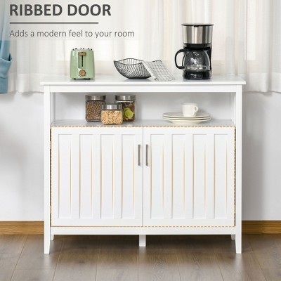 NicBex 39.3"/41.75" 2-Doors Sideboard,Kitchen Storage Cabinets with Large Tabletop for Kitchen and Dining Room,White/Gray