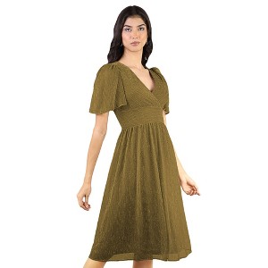 Artyska Women’s Shimmer Puff Sleeve V-Neck Midi Party Dress - 1 of 4