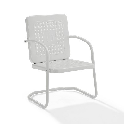 White Steel Mid Century Modern Outdoor C Spring Chairs, Set of 2