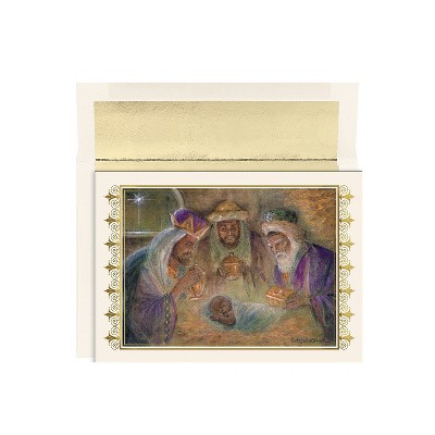 JAM PAPER Christmas Cards & Matching Envelopes Set 7 6/7" x 5 5/8" Peace Hope Joy 18/Pack (526941400