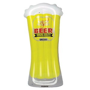72” O’ Beer Inflatable 1-Person Swimming Pool Mattress – Yellow/White - 1 of 3