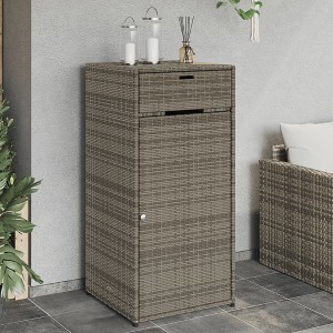 vidaXL Patio Storage Cabinet Gray 21.7 in.x21.7 in.x43.7 in. Poly Rattan - 1 of 4