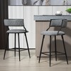 Set of 2 26'' Counter height bar stools PU cover kitchen island counter bar stool with black powder coating base and footrest - 4 of 4