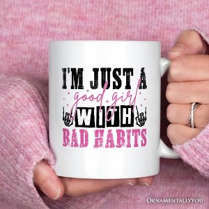 Good Girl with Bad Habits Mug, Grunge Skeleton Hands Rebellious Gift| OrnamentallyYou - 1 of 3
