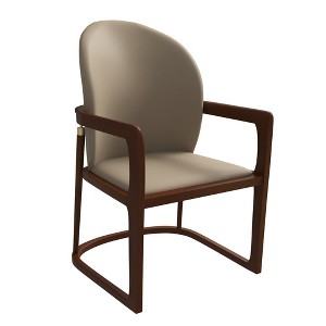 LeisureMod Modern Solid Wood Frame Dining Chair Upholstered in Leather Svelta Series - 1 of 4