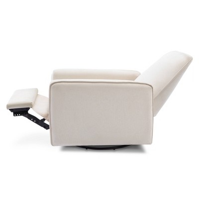 Cream Eco-Weave Swivel Recliner with Wood Base