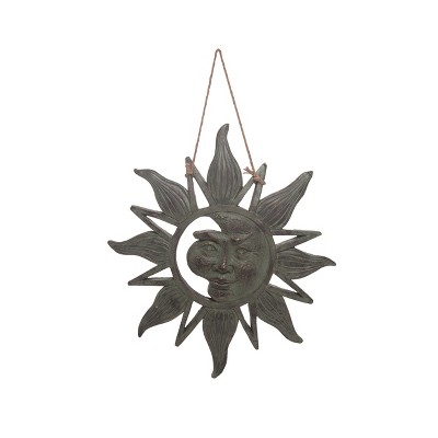 Transpac Resin 20.25 in. Silver Spring Celestial Sun Face