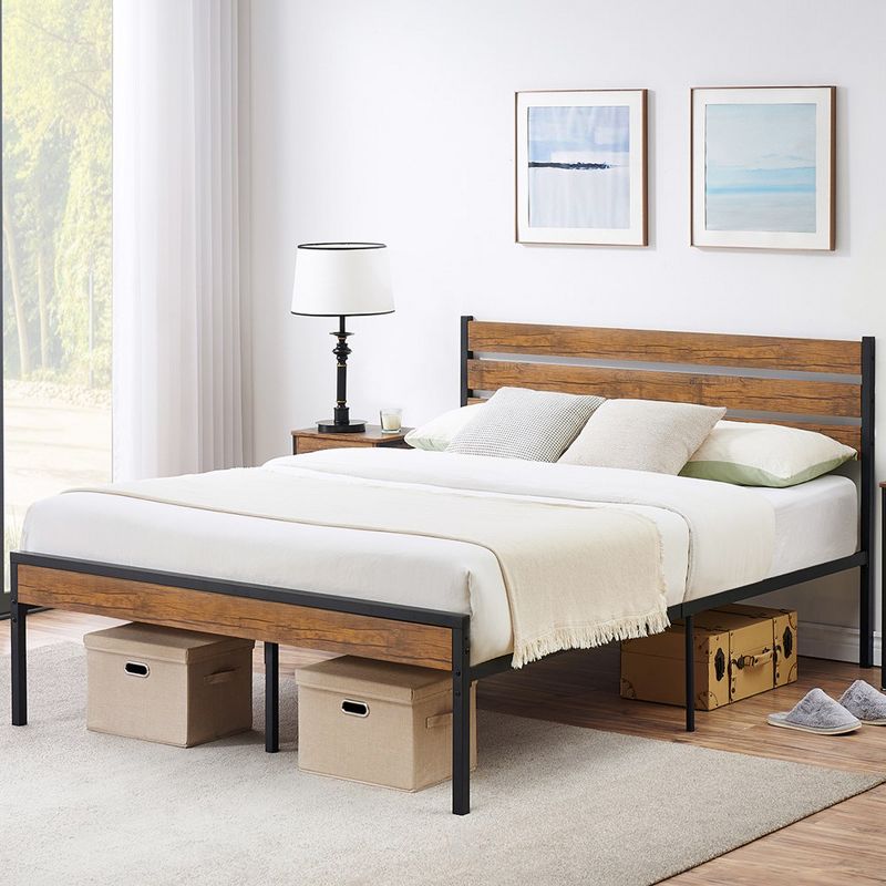 Whizmax Bed Frame with Wood Headboard and Metal Slats Support, No Box Spring Needed, 1 of 8