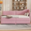 Twin Size Upholstered L-Shaped Daybed with Corduroy Frame, Semi-Enclosed Design and 2 Large Storage Drawers-Maison Boucle - 2 of 4
