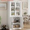 71" Tall Kitchen Large Pantry Cabinet, Farmhouse Kitchen Pantry Storage Cabinet w/ 4 Doors & Adjustable Shelves, Freestanding Wood Large Food Cupboard - 3 of 4