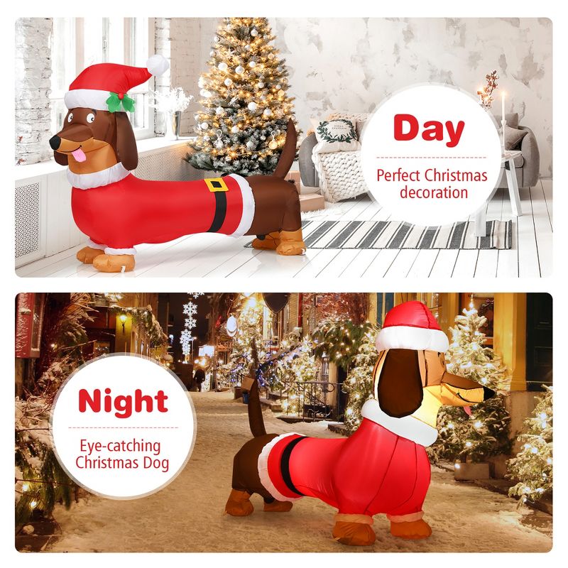 Costway 5 FT Inflatable Christmas Dog w/ LED Lights Blow Up Outdoor Yard Lawn Decoration, 2 of 9