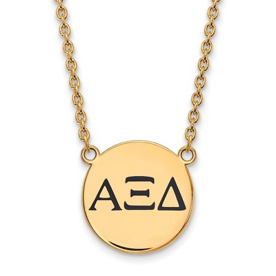 Black Bow Jewelry 14k Yellow Gold Plated Sterling Silver Alpha Xi Delta Greek Life Necklace 18 Inch