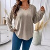 Clearlove Women's Plus Size Long Sleeve Hoodie V Neck Shirt Brushed Lightweight Active Top - 2 of 4