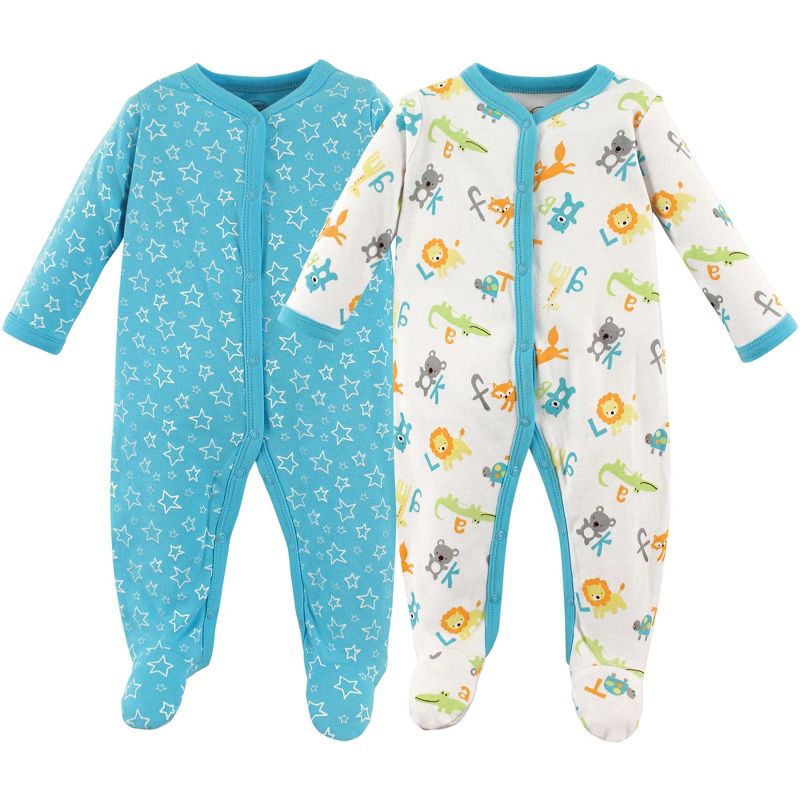 Luvable Friends Baby Cotton Snap Sleep and Play 2pk, Abc, 1 of 3
