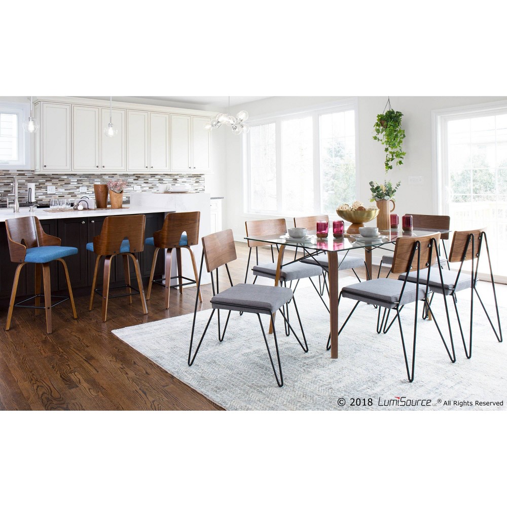 Photos - Dining Table Set of 2 Loft Mid Century Modern Chairs Gray/Black - Lumisource: Hairpin Legs, Wood Backrest, Polyester Seat