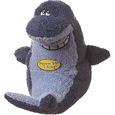 Multipet Deedle Dude Singing Shark Plush Dog Toy, 8-Inch, Blue,All Breed Sizes