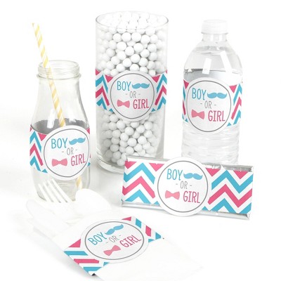 Big Dot of Happiness Chevron Gender Reveal - DIY Party Supplies - Bridal Shower or Gender Reveal Party DIY Wrapper Favors & Decorations - Set of 15