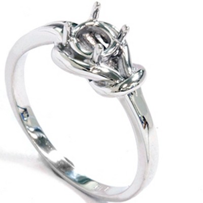 Pompeii3 14K White Gold Knot Solitaire Engagement Ring Setting