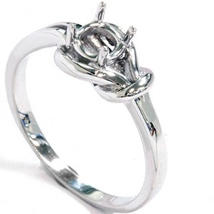Pompeii3 14K White Gold Knot Solitaire Engagement Ring Setting - 1 of 4