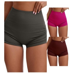 INSPIRE CHIC 3 Packs Women's High Waist Slimming Waist Butt Lifter Control Panties Workout Sport Running Short - 1 of 4