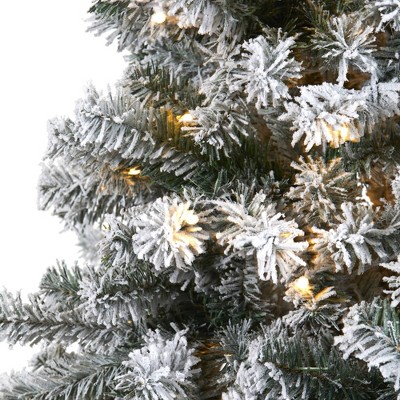 6ft Flocked Rock Springs Spruce Artificial Christmas Tree with LED Lights