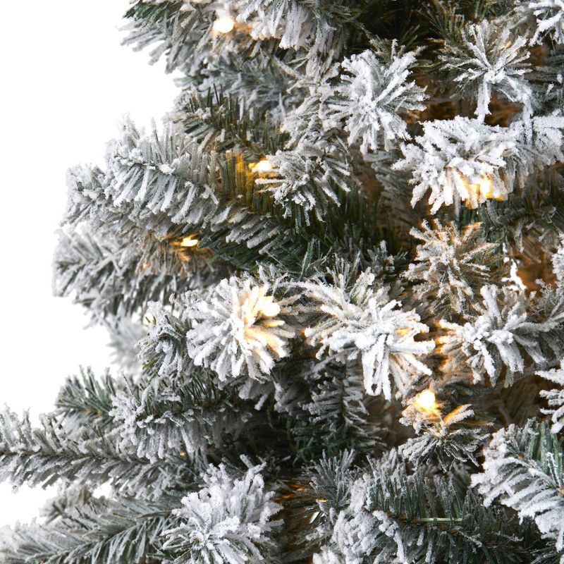 6ft Nearly Natural Pre-Lit LED Flocked Rock Springs Spruce Artificial Christmas Tree Clear Lights, 4 of 9