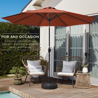 10ft Rust Hexagon Outdoor Steel Patio Umbrella with Crank