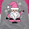 Girls' - Instant Message - Pink Santa Claus Christmas Shirt Tail Raglan Graphic T-shirt - 2 of 4
