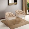 Beige Set of 2 Luxury Handmade Accent Chair with Gold Legs, Modern Velvet Armchair for Living Room and Bedroom - 2 of 4