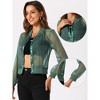 Allegra K Women's Zip Up See-Through Lightweight Long Sleeve Mesh Bomber Jacket - 2 of 4