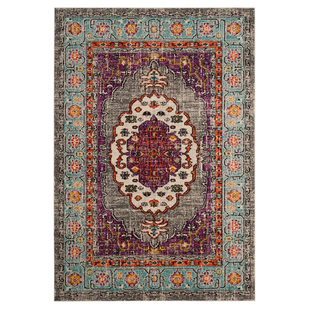 Violet/Light Blue Medallion Loomed Accent Rug 4'x5'7in - Safavieh