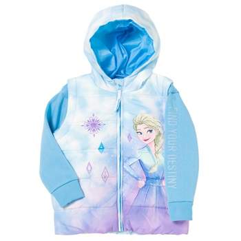 Disney Frozen Elsa Girls Zip Up Vest 2fer Jacket Toddler