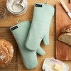 KITCHENAID Gourmet Series Gridlines Oven Mitts 2-Pack Set, Heat Resistant up to 600°F, Soft Silicone Grip, Magnetic Cuff, Pistachio Green, 7"x14" - 2 of 4