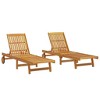 vidaXL Sun Lounger Set of 2 Acacia Wood Solid Acacia Wood Standard - 2 of 4