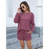 Pajamas Set for Women Knit Lounge Set 2 Piece Outfits Loungewear Sweatsuit with Pockets - 2 of 4