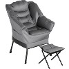 ORRD Lazy Chair with Ottoman & Side Pockets, Plush Fabric Upholstered Accent Chair, Overstuffed Comfy Lounge Chair for Living Room, Gray - 2 of 4