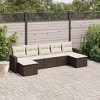 vidaXL 7 Piece Patio Sofa Set with Cushions Brown and Cream Poly Rattan - Without Table - 2 of 4