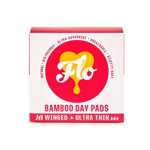 Flo Organic Bamboo Silky-soft Ultra-thin Absorbent With Wings Day Maxi ...