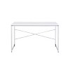 INFURNIC Writing Desk Modern Desk with Chrome Metal Frame and X-Shaped Cross Bar for Office, White, 24"*47"*28" - 2 of 4