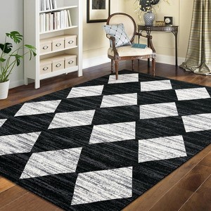 10x13 Washable Area Rug, Non-Slip, Non-Shedding Indoor, Trellis Print, Low Pile, Foldable for Bedroom, Living Room, Kids Room, Grey - 1 of 4