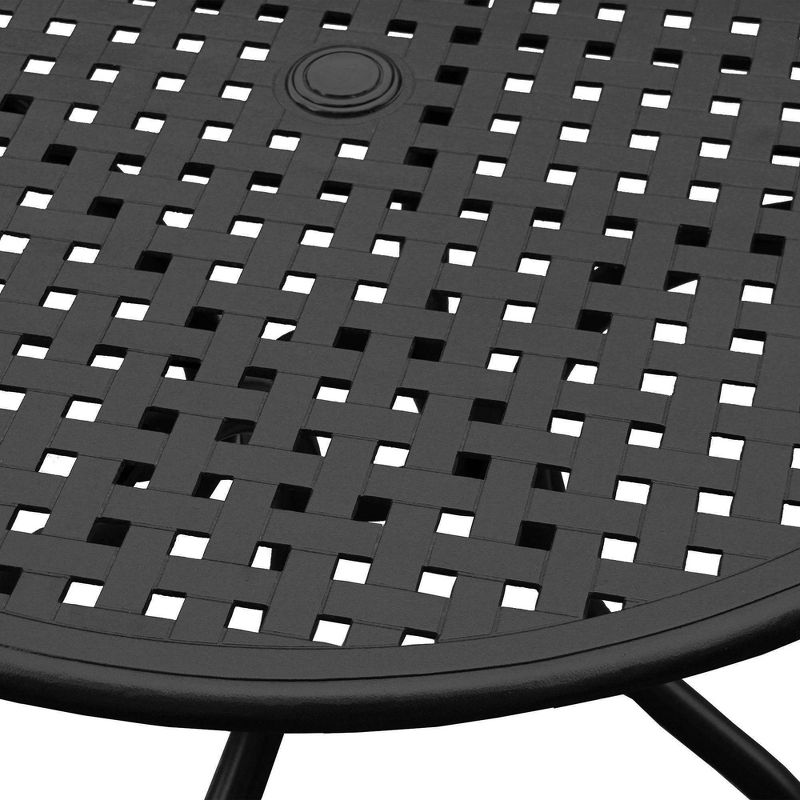5pc Outdoor Dining Set with 42&#34; Modern Ornate Outdoor Mesh Aluminum Round Patio Dining Table &#38; Modern Chairs - Black - Oakland Living, 4 of 9