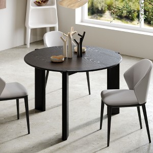 PexFix 42" x 42" Solid Wood Round Dining Table for 4 Modern Farmhouse Kitchen Table Small Circle for Kitchen Living Room Black - 1 of 4