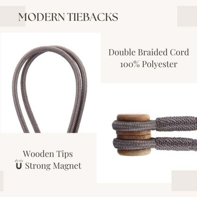 Gray Magnetic Curtain Tieback with Wooden Tips
