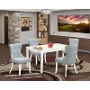 5-Piece Linen White Finish Solid Wood Top - Dining Room Set Seats-4 - 2 of 4